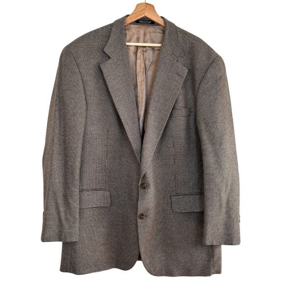 Ralph Lauren Mens Silk Wool Houndstooth Blazer Sz 46Tall  Formal Academia Career - Picture 1 of 11
